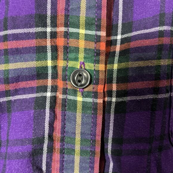 LRL‎ Lauren Jeans Co. Ralph Lauren SZ L Purple Plaid Cotton Shirt Button-Up - Picture 7 of 9